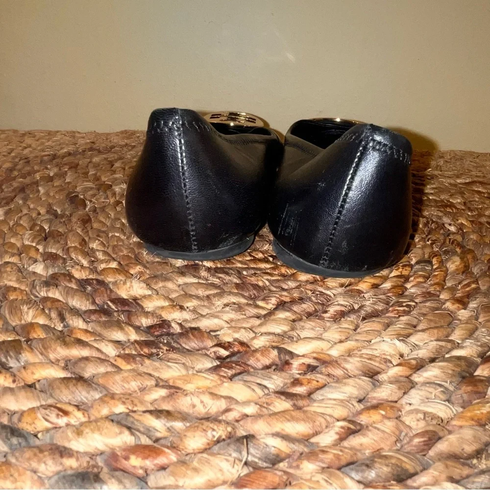 Tory Burch Black Leather Reva Logo Ballet Flats